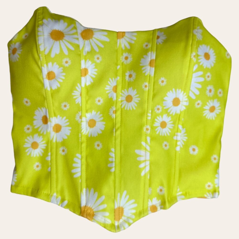 NEW Yellow Strapless Top with Daisy Print